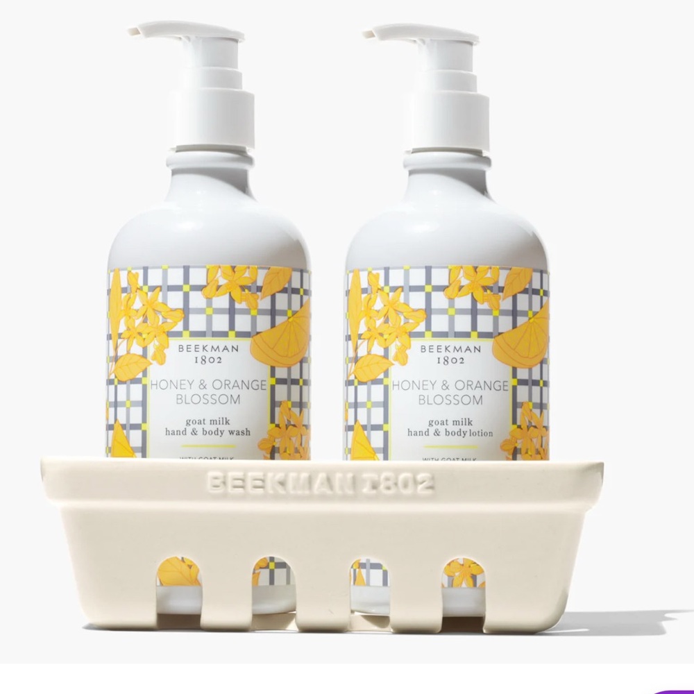 NWT Beekman 1802 Pure Soap and Lotion Set w/ Ceramic Holder